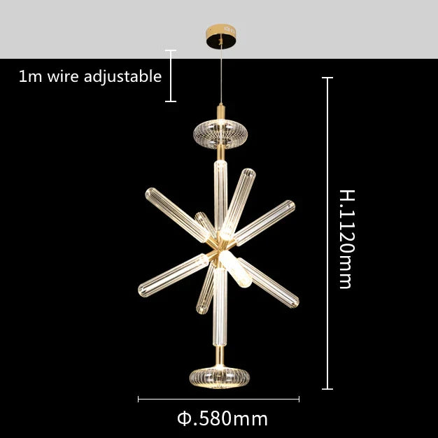 Glass Tubes LED Chandelier: Modern Luxury for Living Room, Bedroom, Hotel & Aisle