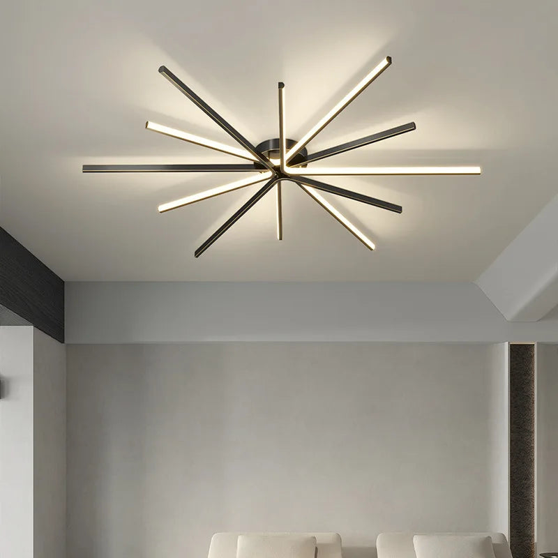 Copper Strip LED Ceiling Lamp - Modern Minimalist Luxury Lighting for Living Room
