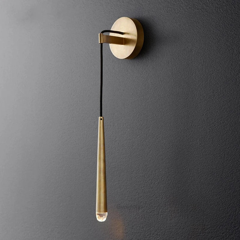 Crystal Water Drop Wall Sconce for Bathroom & Bedroom, Gold LED Mirror Light