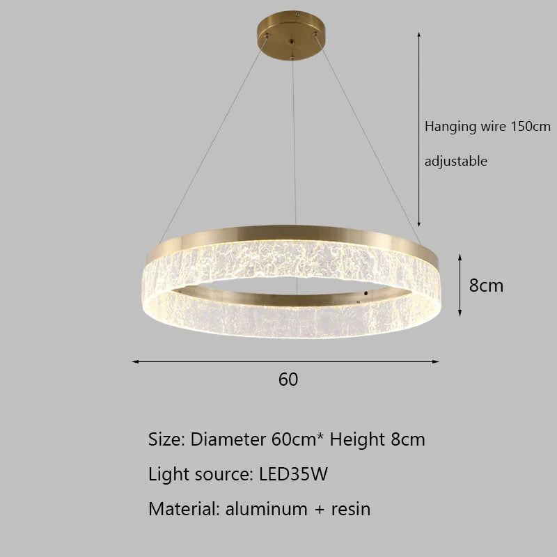 Luxury Nordic Chandelier Ring Ceiling Lamp for Modern Villa Living Room