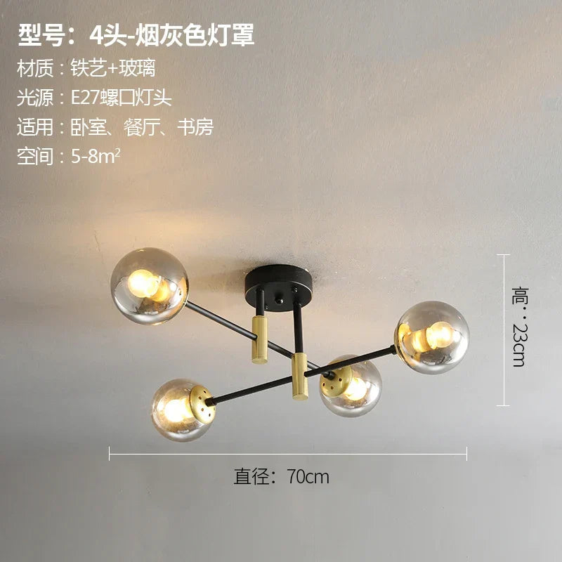Glass Ball LED Chandelier Ceiling Light for Living Room and Kitchen