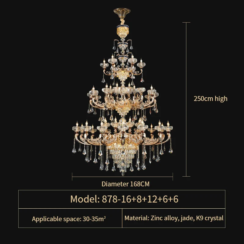 Jade Crystal Chandelier: Elegant European Living Room Lamp