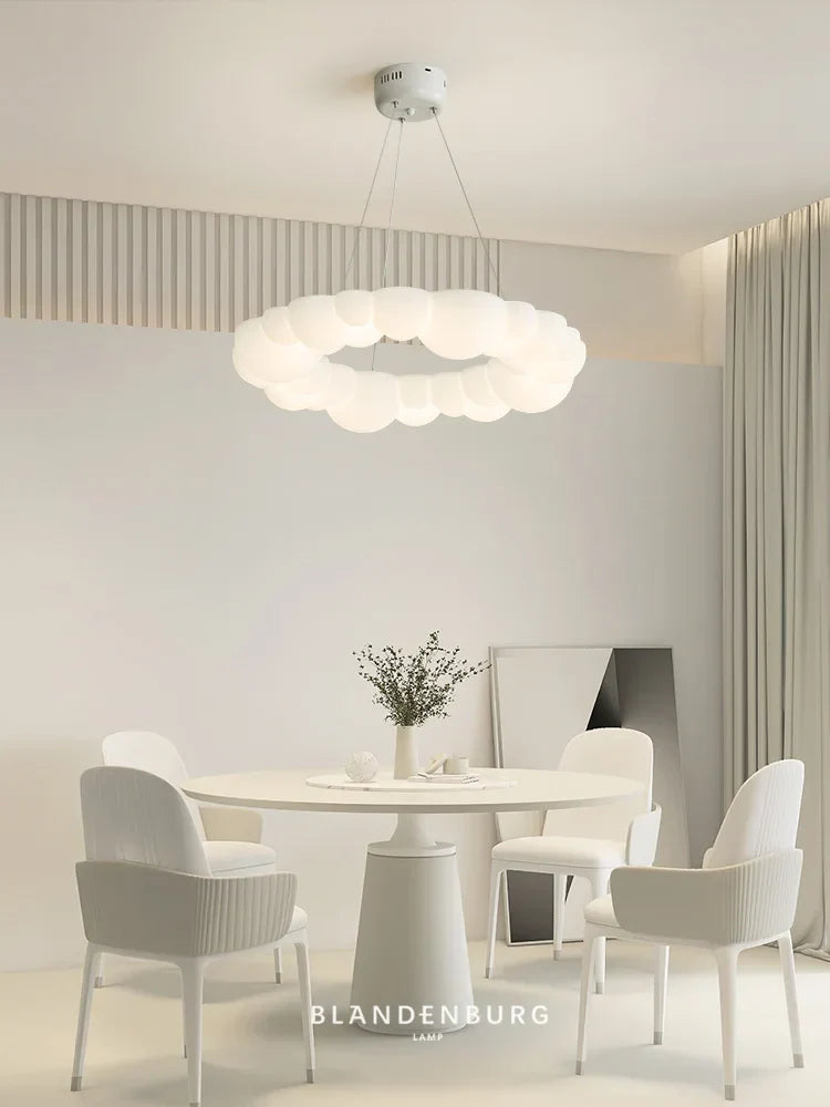 Nordic Cream Bubble Pendant Lamp for Modern Living Room Decor