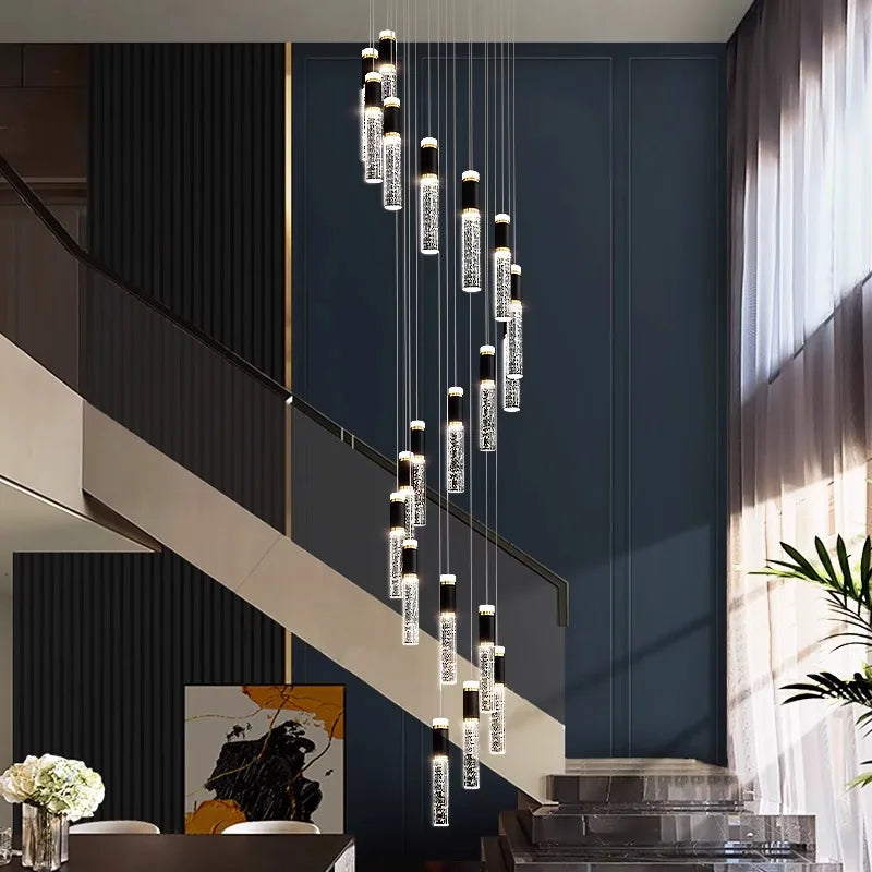 Crystal Chandelier Stair Pendant Lamp Living Room Lighting