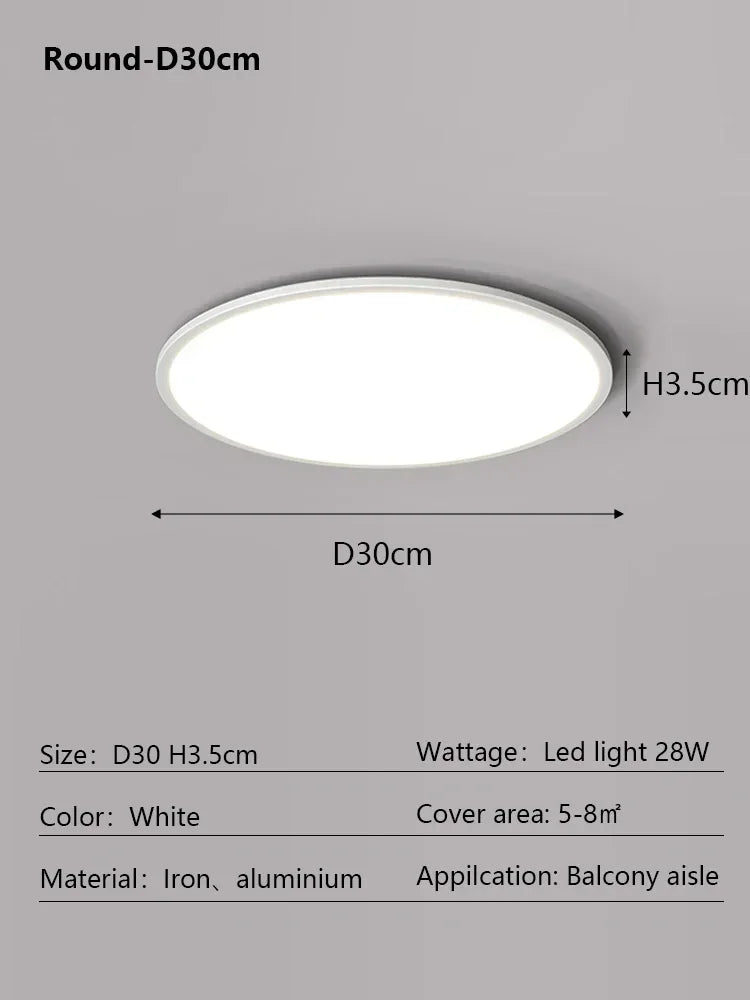 Round LED Ceiling Lamp - Modern Minimalist Dimmable Lighting Fixtures