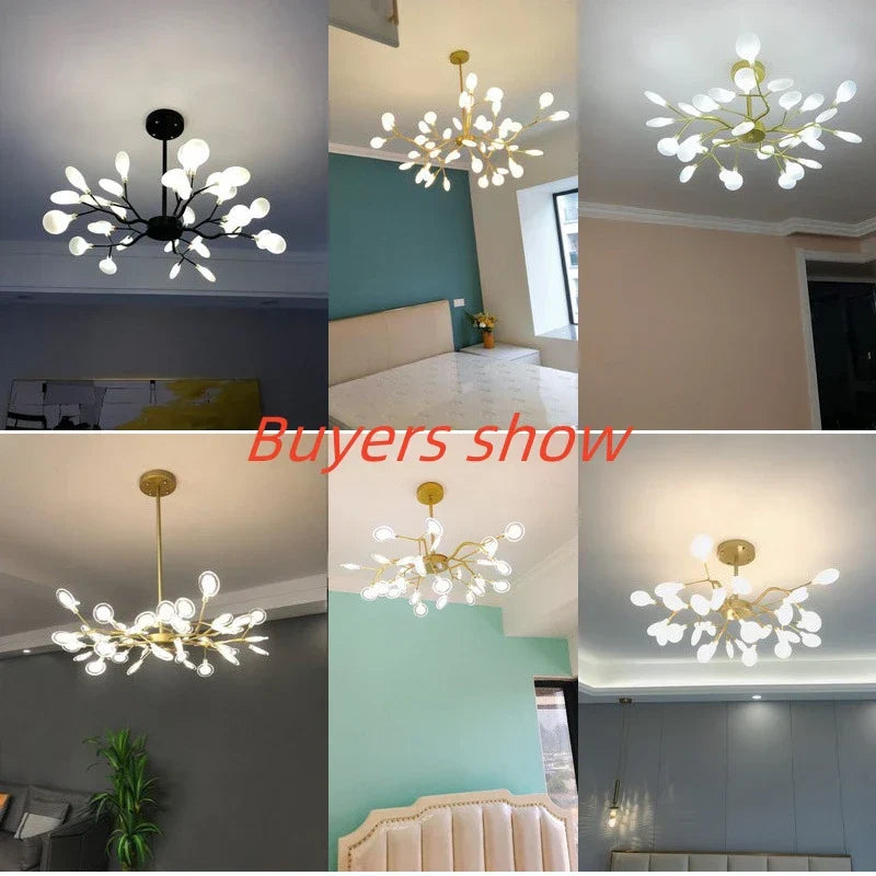 Branch Shape Firefly Ceiling Chandelier G4 Led Lighting Indoor Hanging Lamp