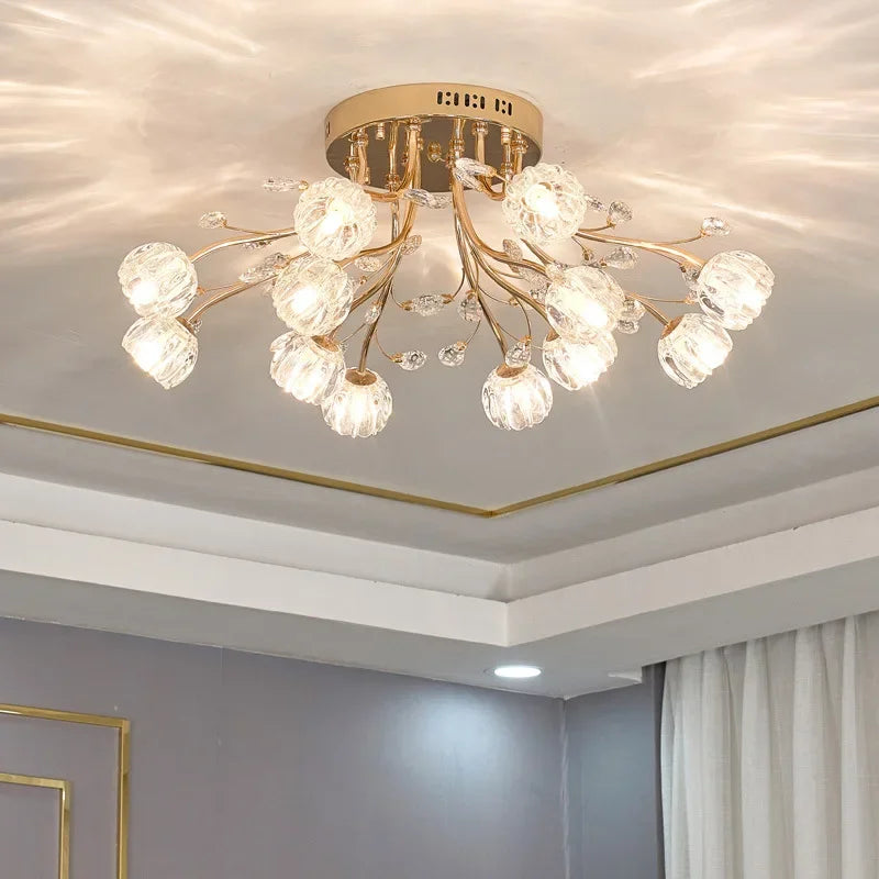 Crystal Ceiling Light for Modern Light Luxury Living Spaces by Samsarah Lighting