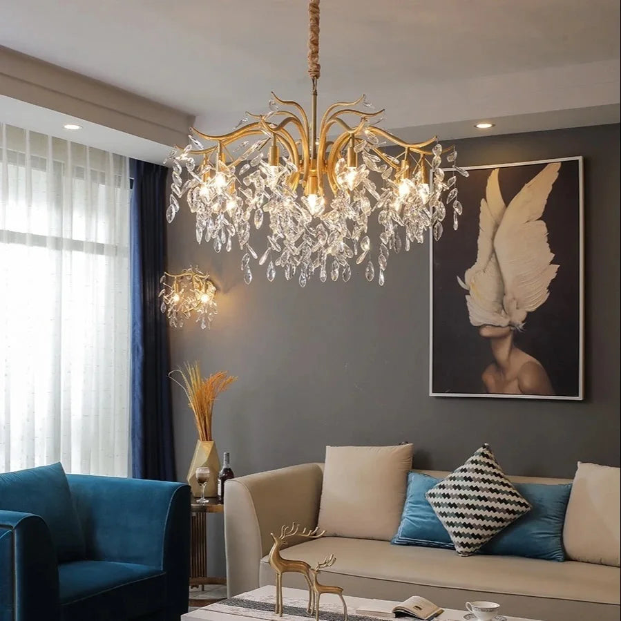 Crystal Chandelier: Modern Minimalist Luxury LED Lighting for Living Room and Bedroom