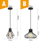 Black Metal Cage Pendant Light - Vintage Industrial Loft Kitchen Lighting