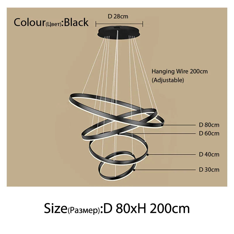 Sophisticated Duplex Living Room Chandelier & LED Circles Lighting Fixtures