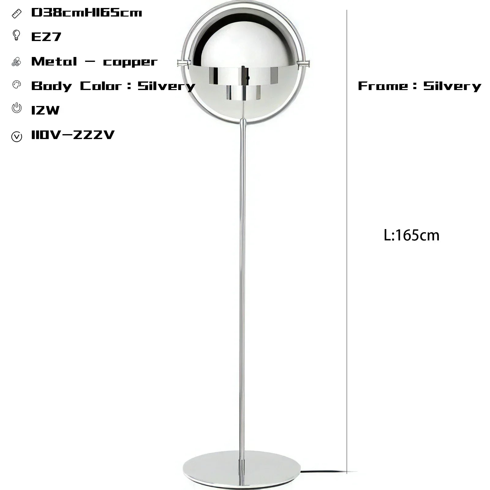 Black Gold Metal Floor Lamp for Modern Living Room and Bedroom Décor