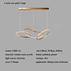 Rose Gold LED Chandeliers: Modern Rings Lighting for Living, Dining, Kitchen - Luminaire
