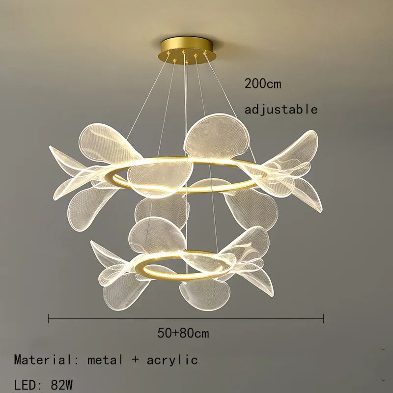 LED Flower Chandelier: Luxury Acrylic Pendant Lamp for Modern Living, Bedroom, Kitchen, Dining Room