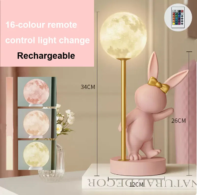 Nordic Rabbit Table Lamp: Luxury Bunny Night Light for Bedroom, Wedding & Birthday Gift