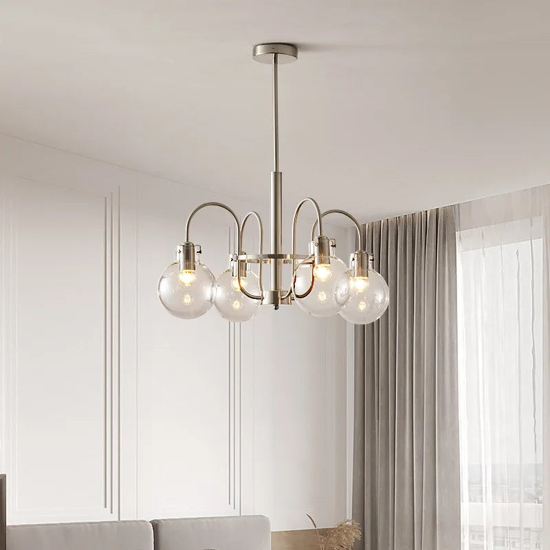 Glass LED Chandelier: Retro Bauhaus Design for Living Room, Bedroom, Kitchen, or Dining Table