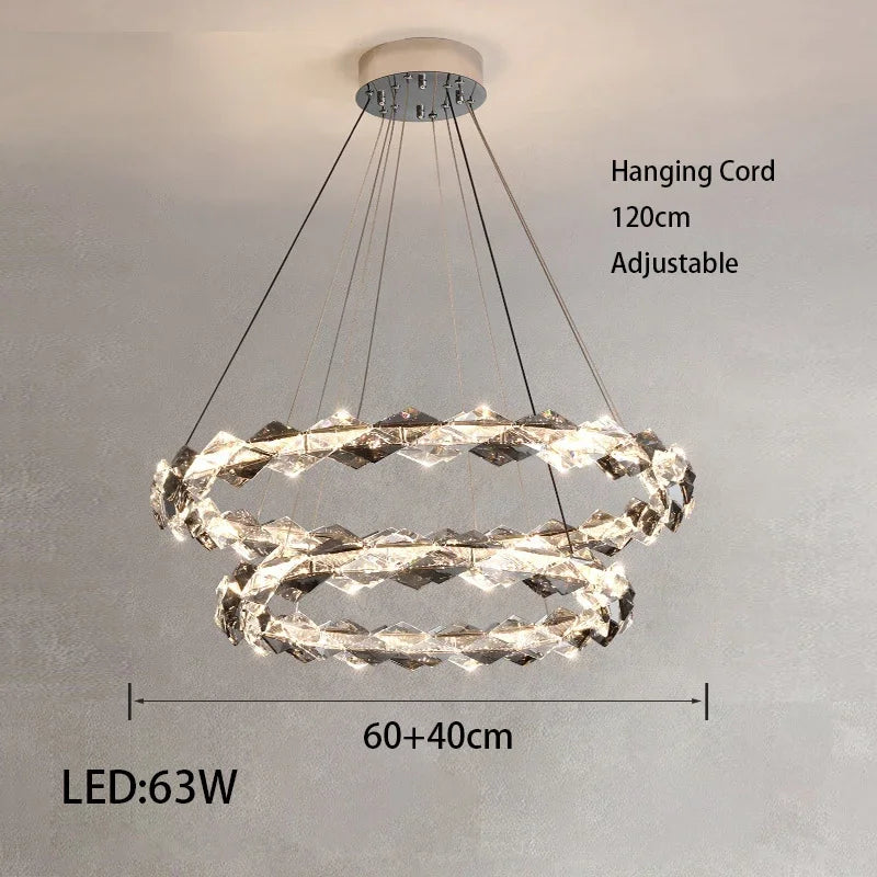 Modern Crystal LED Ceiling Chandelier Light Set for Stylish Indoor Lighting