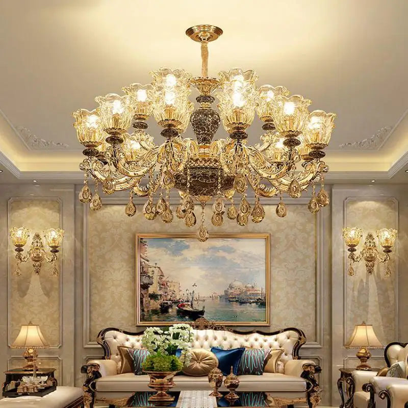 Luxury Crystals Chandelier | Elegant Ceramic Bedroom Lamp | Minimalist Villa Lighting