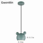Cartoon Mouse Pendant Light: Nordic Iron Hanging Lamp for Children's Room, LED Lighting Fixtures