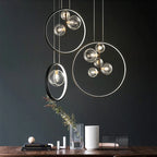 Metal Ring Glass Pendant Light for Home Interior Decoration