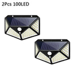 Solar 100LED Outdoor Wall Lamp with PIR Motion Sensor for Garden Courtyard