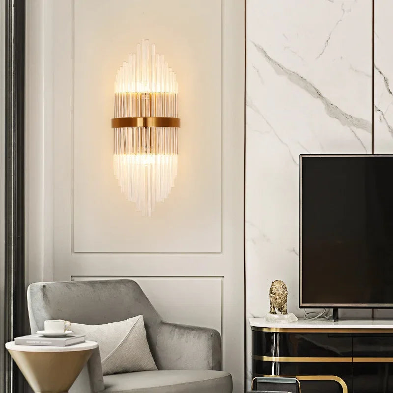 Crystal Gold LED Wall Sconce for Bedroom Living Room Home Decoration