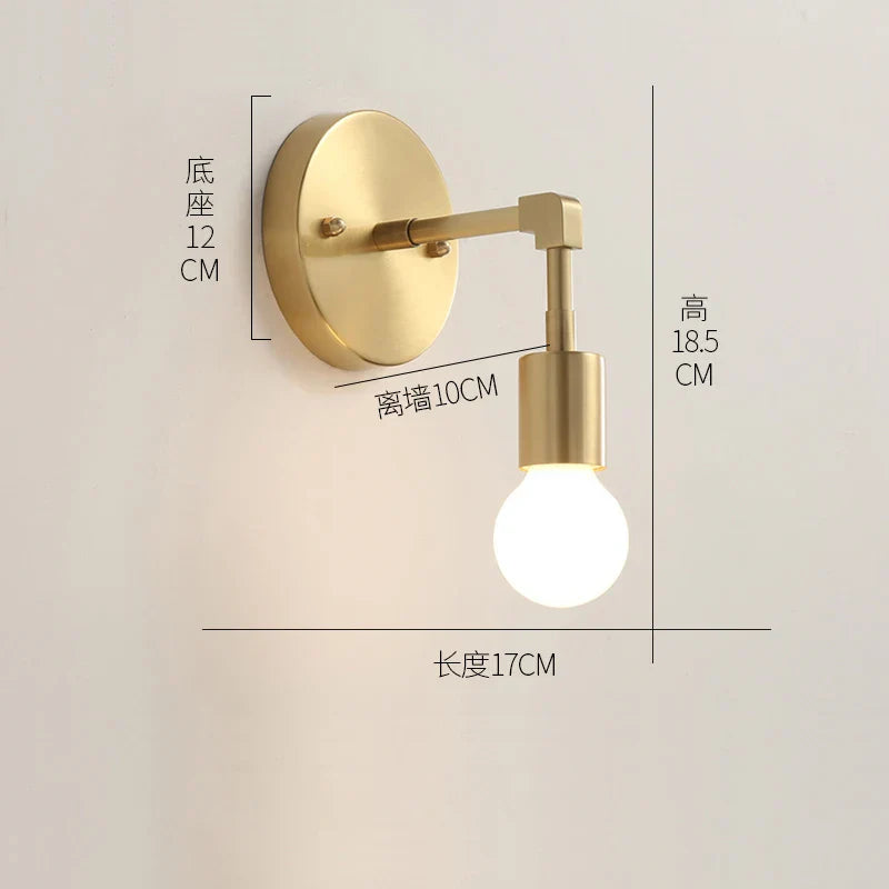 Nordic Gold Copper Wall Sconce for Modern Home Decor - Industrial Luminaire