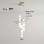 Modern LED Copper Ceiling Chandelier White Ball Pendant Light Fixtures