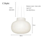 Japanese Nordic Design LED Silk Pendant Lights for Living Room and Restaurant