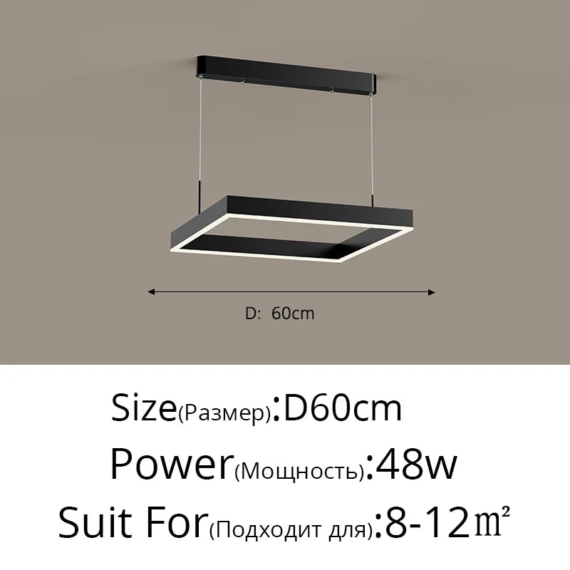 Nordic Minimalist LED Square Chandelier for Living Dining Bedroom - Luster Lighting