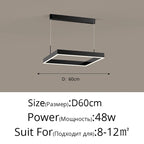 Nordic Minimalist LED Square Chandelier for Living Dining Bedroom - Luster Lighting