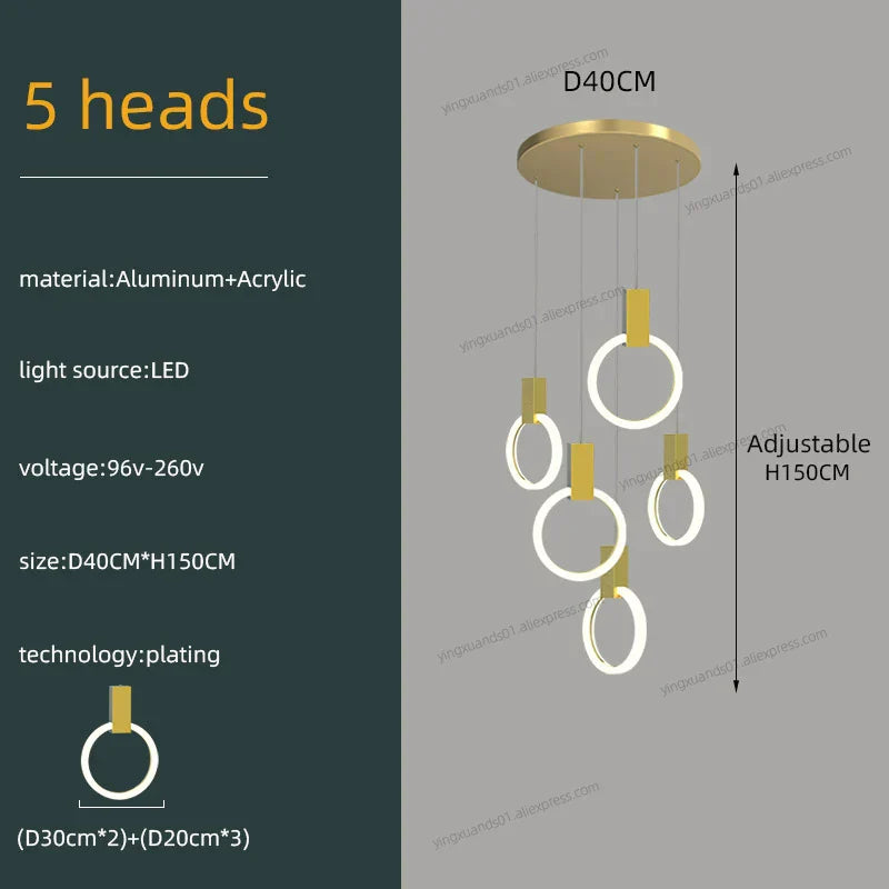 Modern Luxury Gold\Black Acrylic Loft Chandelier