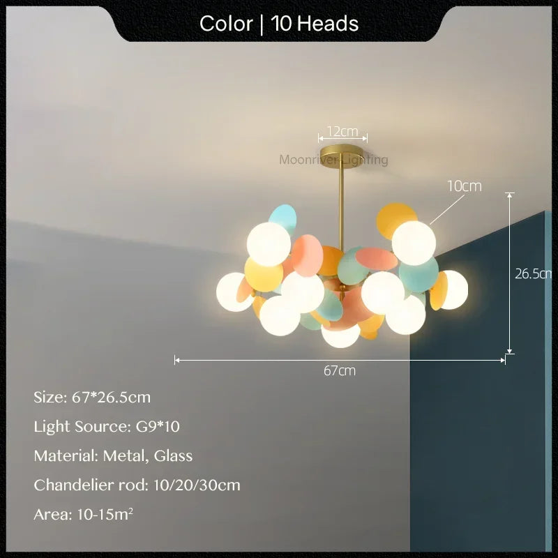 Glass Hanging Ceiling Lamp for Kids Room, Living Room, Bedroom - Modern Chandelier & Home Decor