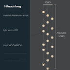 Revolving Stair LED Chandelier - Duplex Villa Hanging Lamp for High-Level Staircase