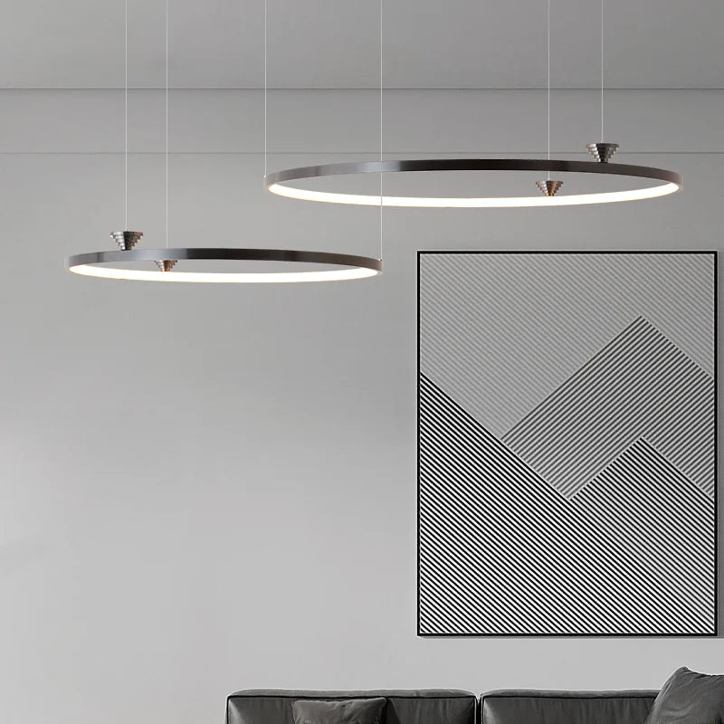 Circular All-Copper Italian Style LED Pendant Lamp for Living Room and Bedroom