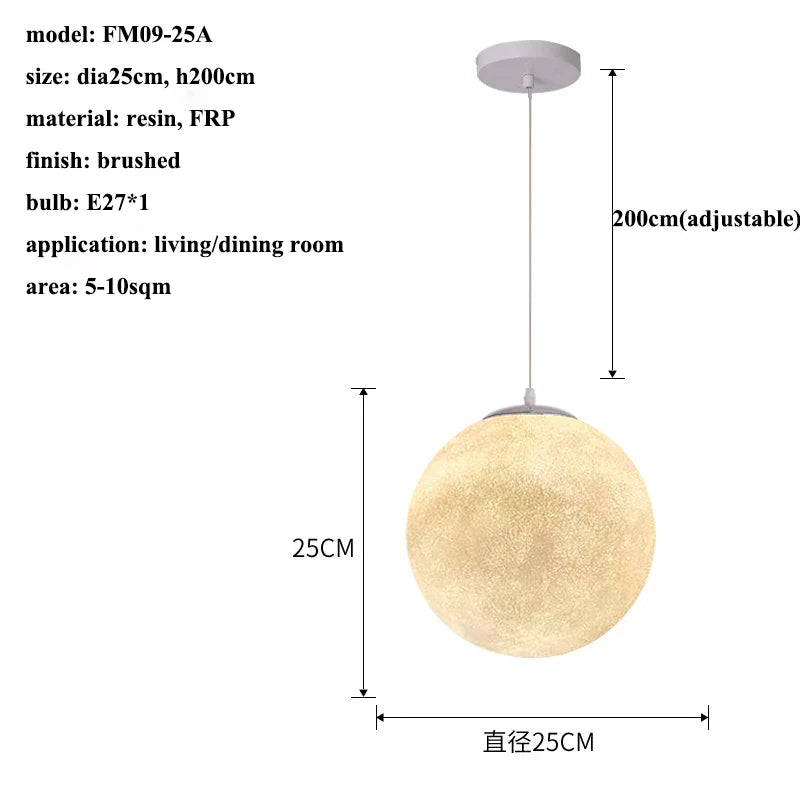 Cream Moon LED Pendant Chandelier: Modern Living Room Kitchen Bedroom Lighting