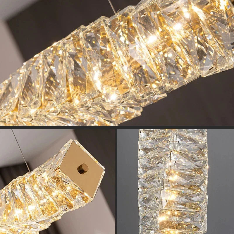 Crystal Dining Table Pendant Lamp: Elegant Led Decoration for Kitchen Island, Restaurant, Living Room