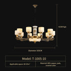 Luxury Copper Jade Chandelier for Living, Dining & Bedroom - Hollow Design