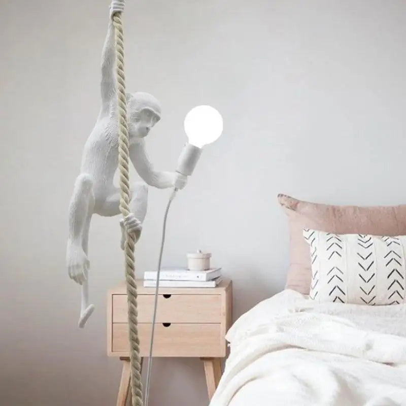 Monkey Resin LED Pendant Chandelier for Nordic Home Decor & Bedroom Lighting