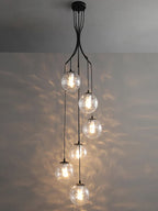 Glass Ball LED Chandelier, Modern Minimalist Loft Villa Staircase Decor