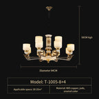 Luxury Copper Jade Chandelier for Living, Dining & Bedroom - Hollow Design