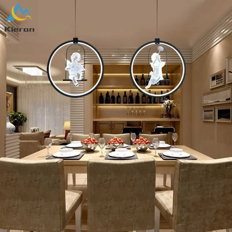 Nordic Angel LED Chandelier for Bedroom Dining Living Room Decor