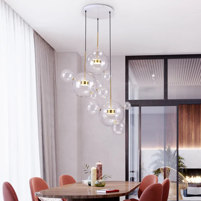 Glass Bubble Ball LED Chandelier Mickey Light for Restaurant, Bar, and Store