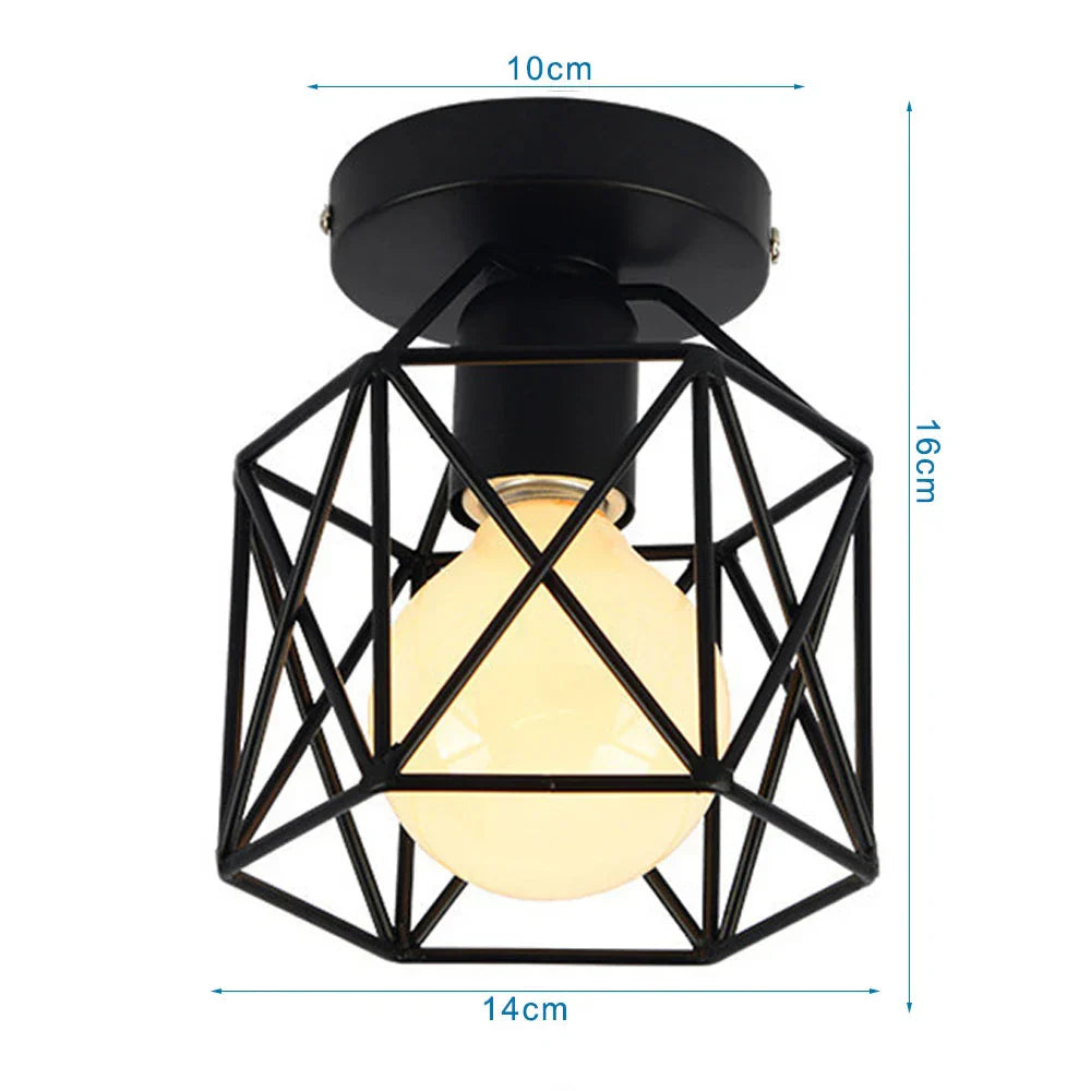 Wrought Iron Industrial Ceiling Light Fixture Vintage Lighting for Corridor Kitchen Balcony