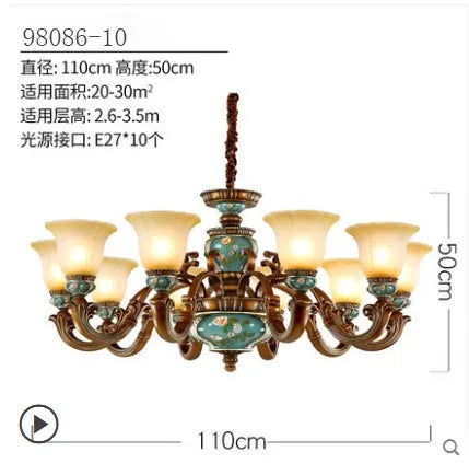 European Vintage Resin Chandelier: Elegant Luxury Lighting for Living Room, Bedroom, and Restaurant