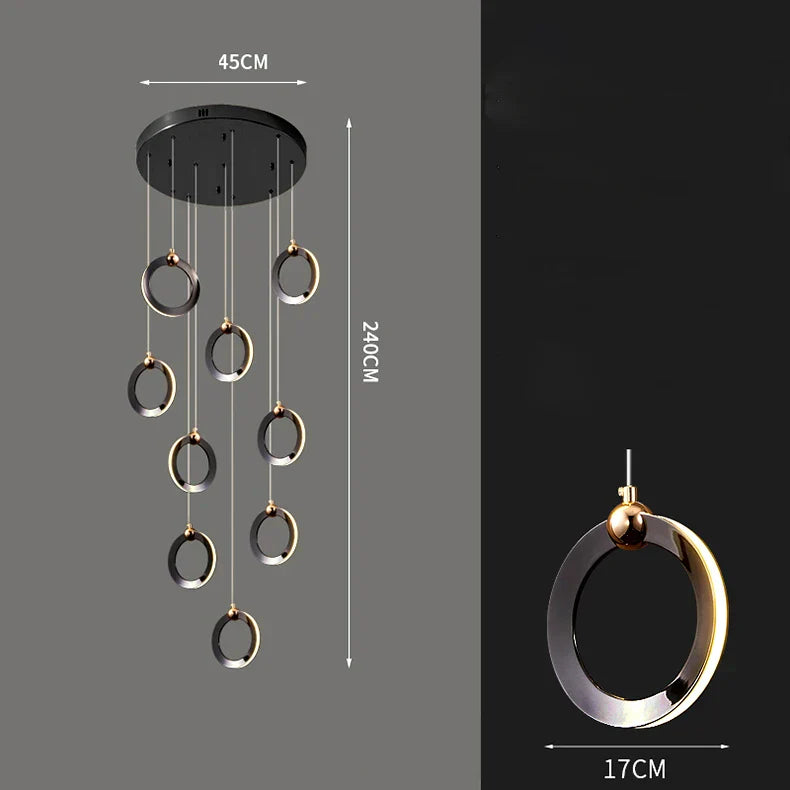 Crystal Chandelier Stair Pendant, Modern Living Room Lighting, Interior Home Decoration