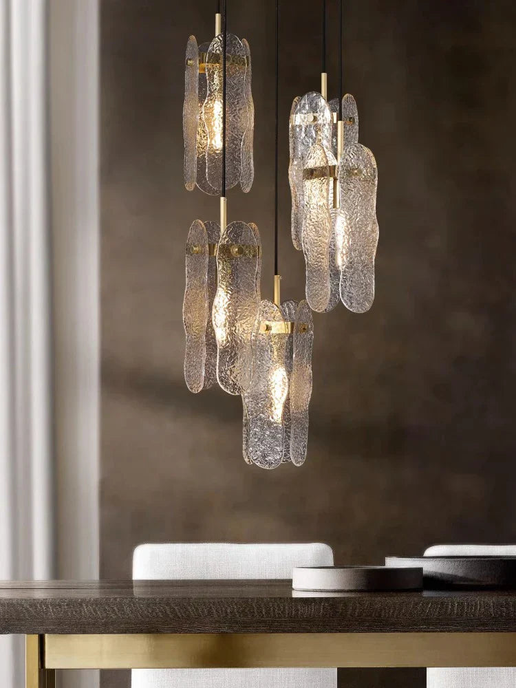 Water Ripple Glass Chandelier: Modern Luxury Living Room Ceiling Lamp for Home Decor