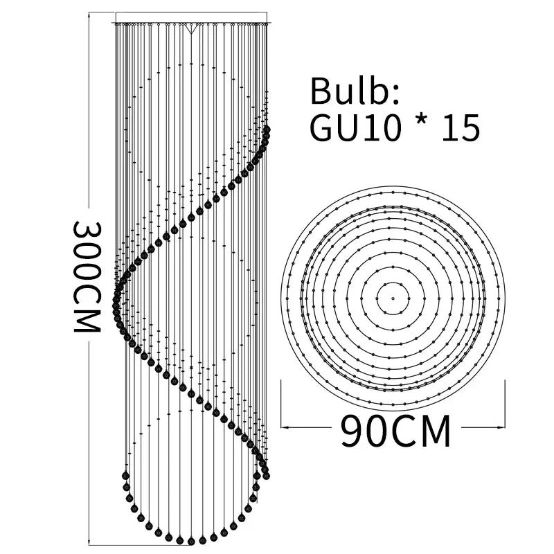 Crystal Chandelier: Modern LED Staircase Light for Living Room and Lobby