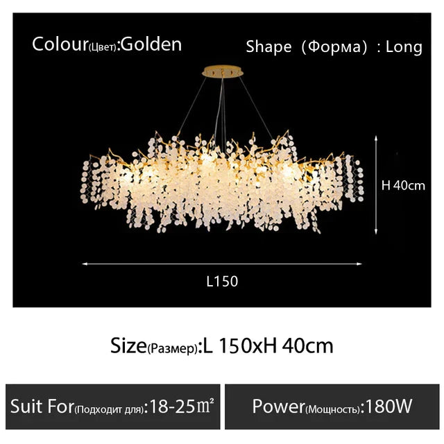 Round Crystal Pendant Chandelier for High-End Luxury Home LED Lighting