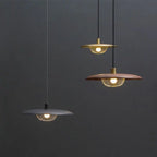 Walnut Metal Saucer Pendant Light - LED Hanging Lamp for Modern Home Decor