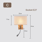 Modern Wood Iron LED Wall Lamp for Living Room Bedroom Lighting Sconce Nightlight